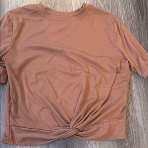 SHEIN Pink 3/4 Sleeve Tie Front T-Shirt